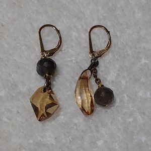 22 ctw Asymmetrical Sapphire 925 Champagne Earrings Dangle & Drusy Quartz